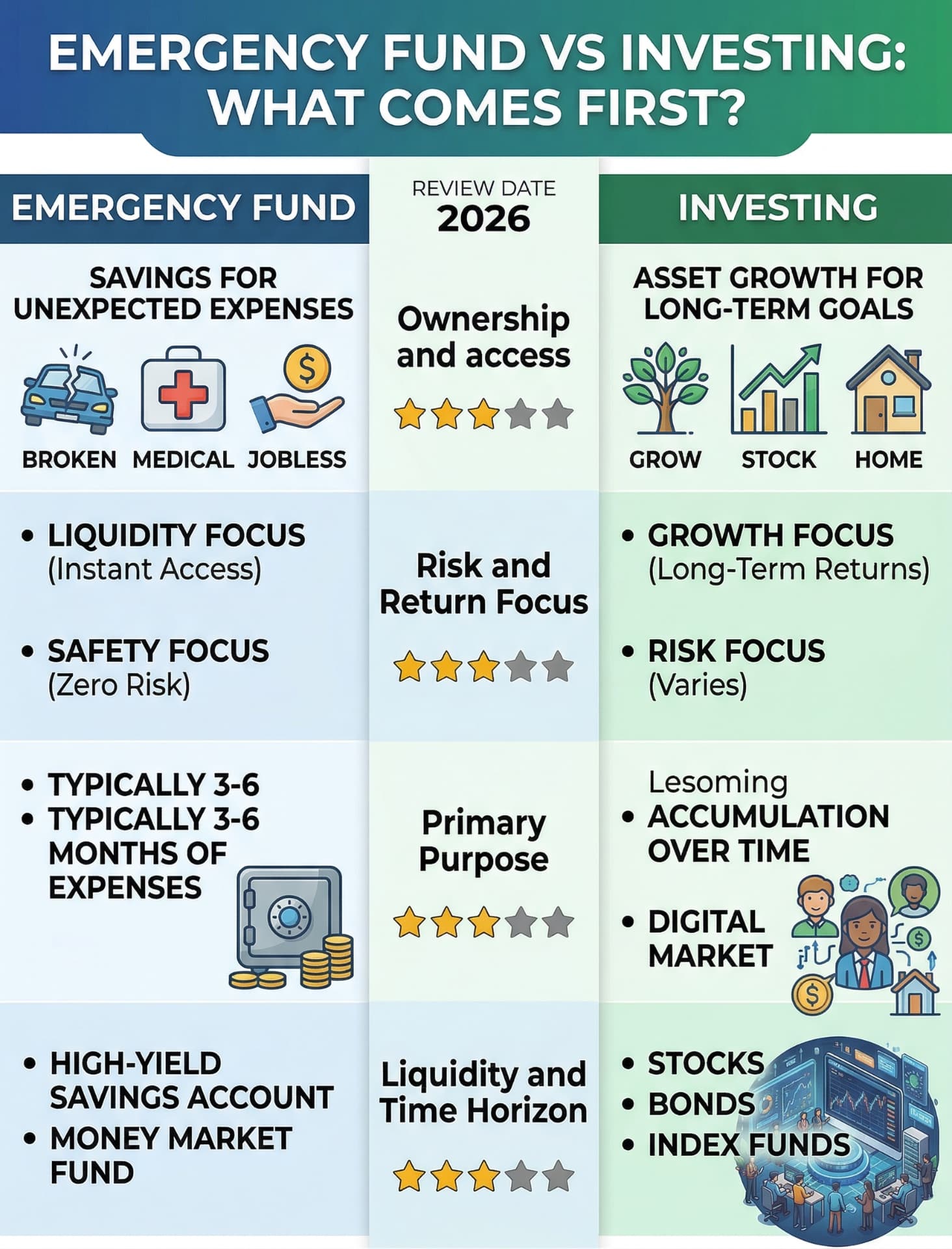 Learn about Emergency Fund Vs Investing with our trustworthy, family-oriented investment guide. DadAlt Investments: Emergency Fund Vs Investing - Expert family wealth building strategies